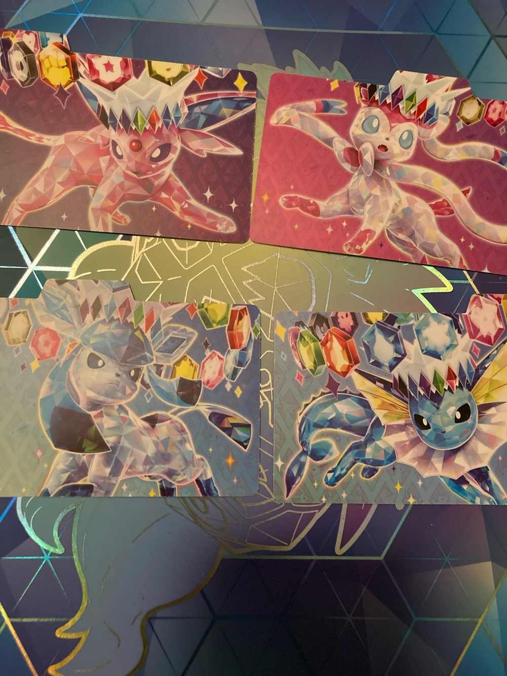 Pokemon Eeveelutions Holographic Cards - Pink, Blue & Purple